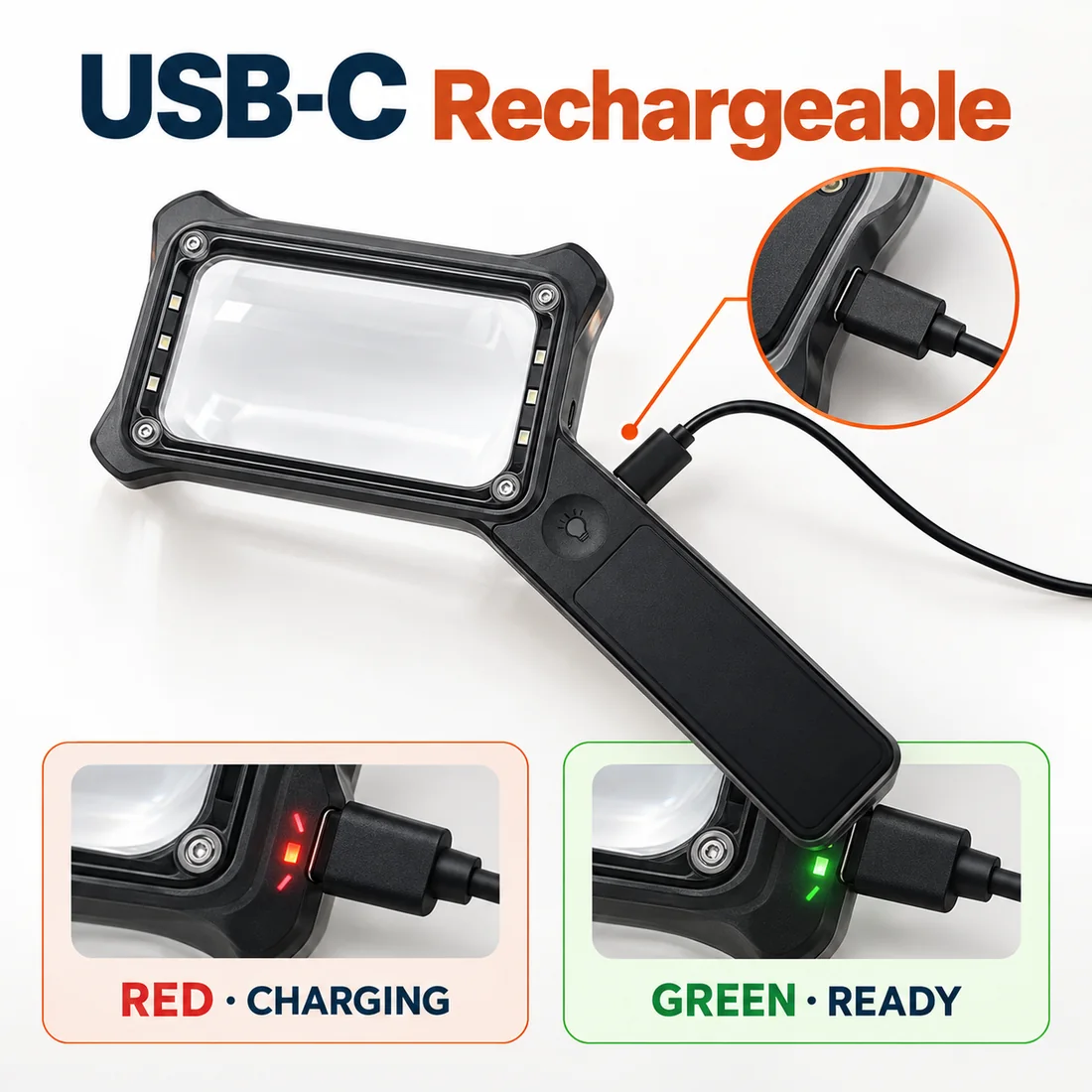 2-in-1 Rechargeable LED Magnifier feature guide 4