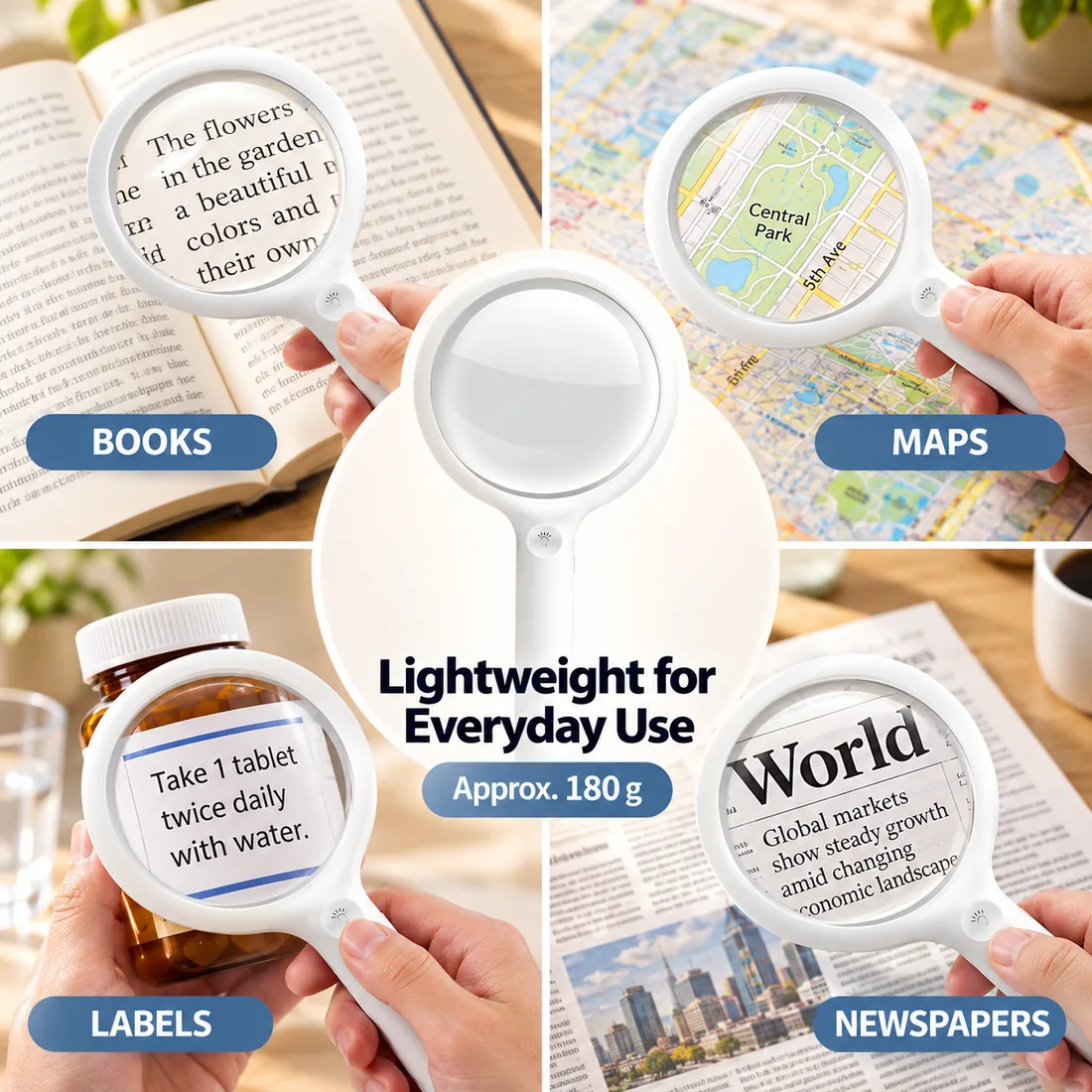 Large-Lens Rechargeable Handheld Magnifier feature guide 6
