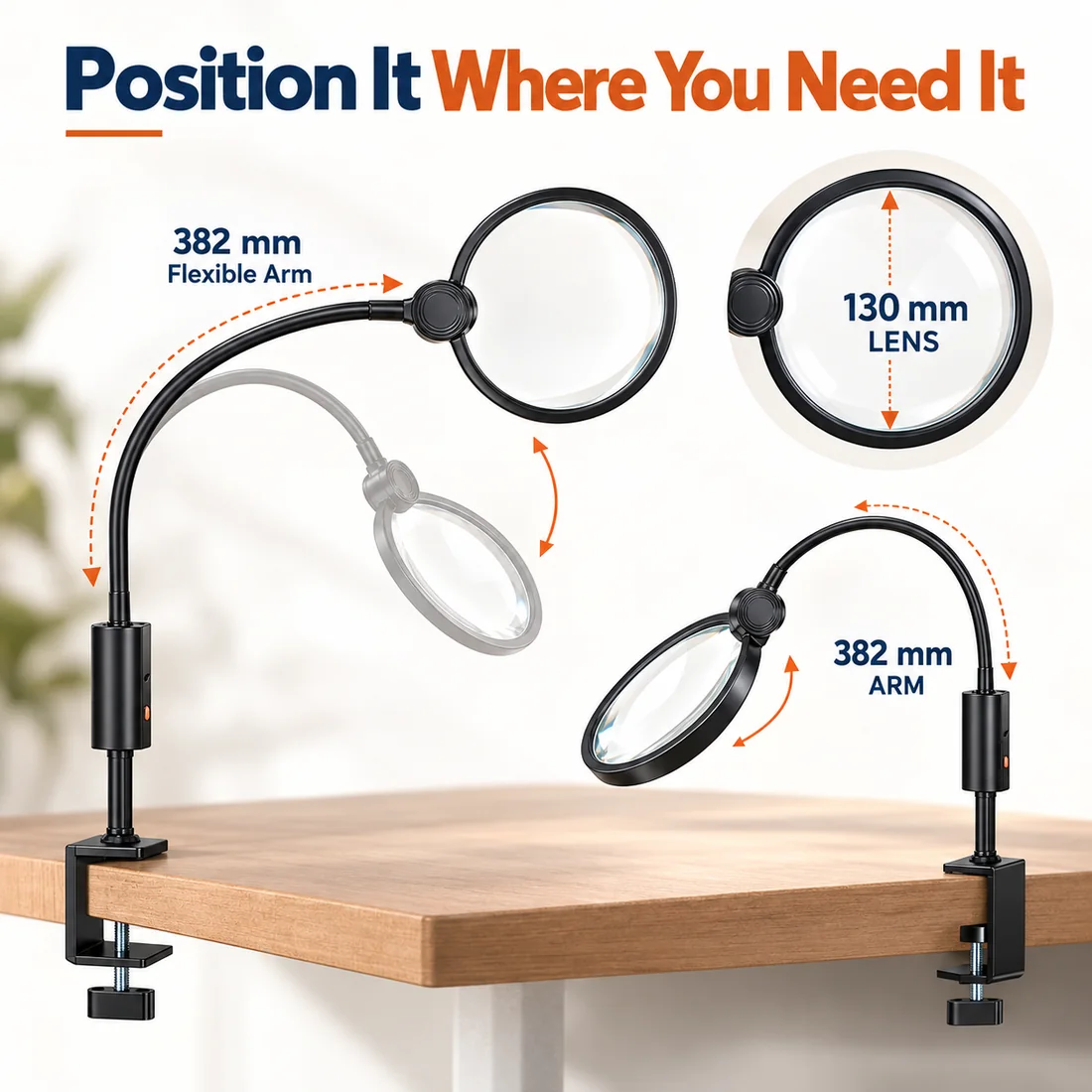 Rechargeable Clip-On Task Magnifier feature guide 1