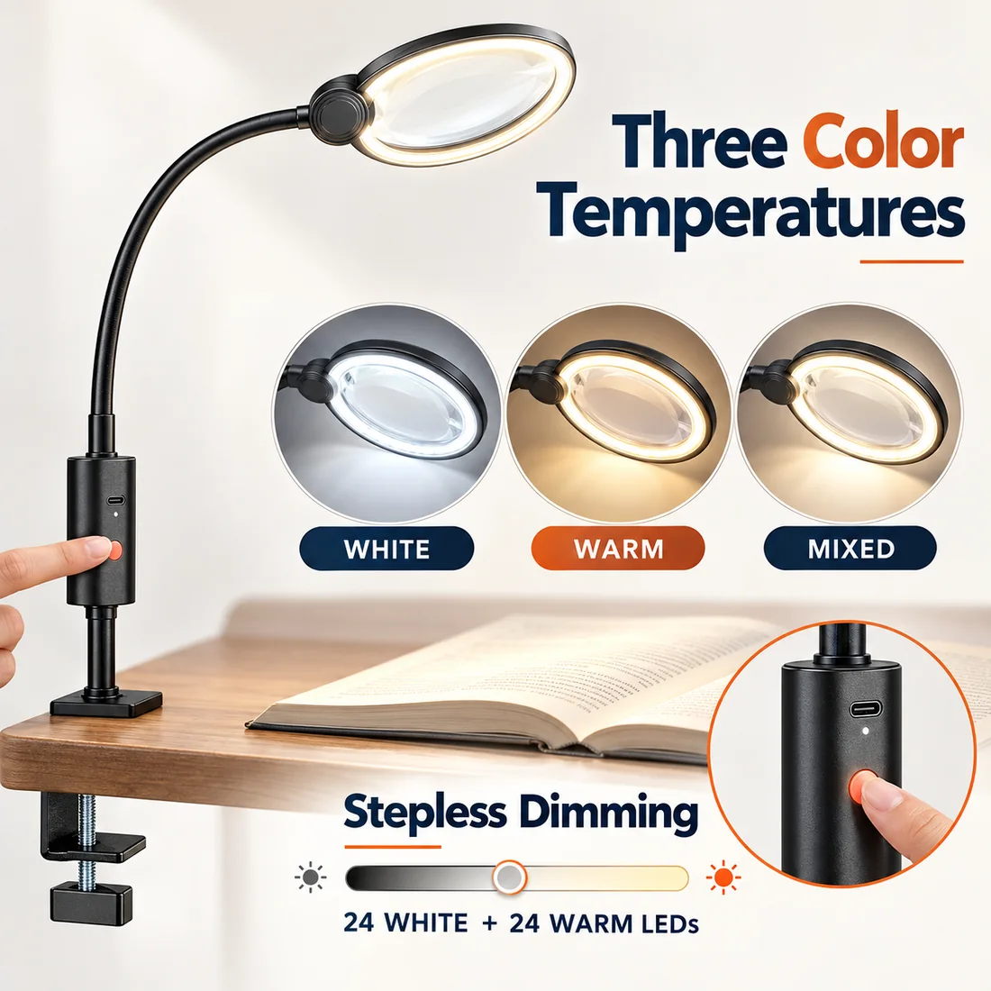 Rechargeable Clip-On Task Magnifier feature guide 3